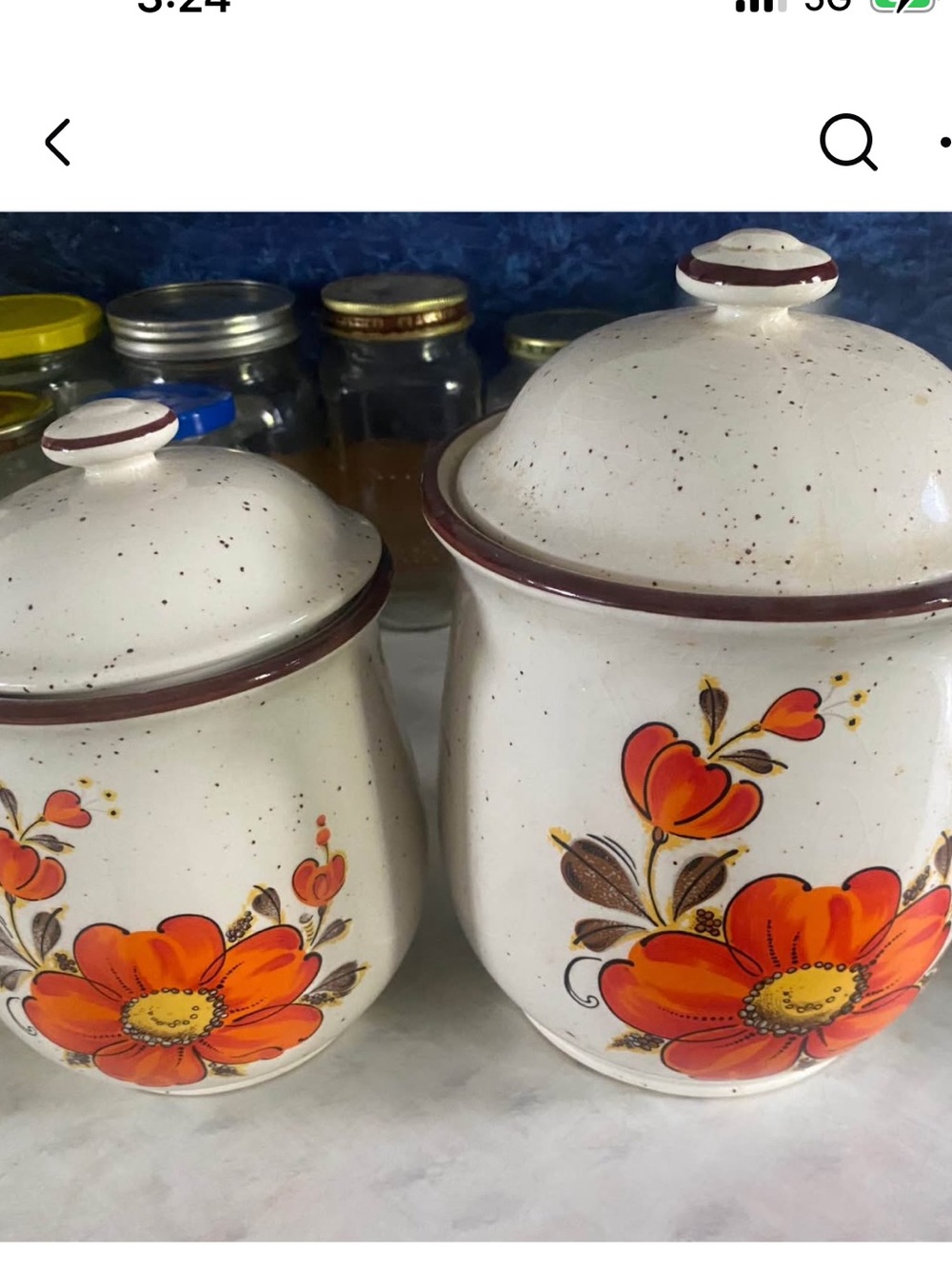 Vintage Valencia Poppy 1970's made in Japan stoneware Cookie jars/Canisters